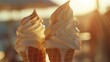 Soft-Serve Ice Cream Cones in Sunset Glow