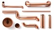 © YanabY - Copper pipe fittings and plumbing components isolated on white