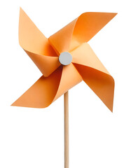 Realistic orange paper windmill