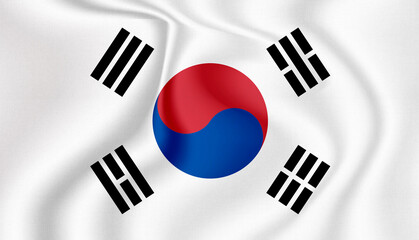 Wall Mural - South Korea, national flag in the wind illustration image