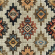 Tribal pattern fabric design with colorful geometric shapes, perfect for textile, home decor, and cultural themes