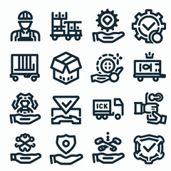 outline supply chain icon set silhouette vector illustration white background