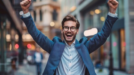 Businessman celebrating success