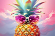 Creative funky composition made of pineapple and sunglasses.