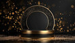 luxury gold circular podium with starry background for exclusive events