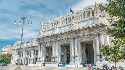 Wall Mural - Milano Centrale timelapse in Piazza Duca d'Aosta is the main railway station of the city of Milan in Italy.