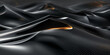 Glänzender wellig geschwungener Kunststoff in orange mit schwarz als Hintergrundmotiv und Druckvorlage, ai generativ