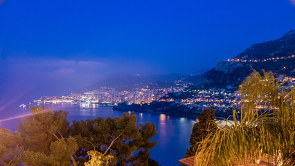 Wall Mural - Cityscape of Monte Carlo night to day timelapse, Monaco before summer sunrise.