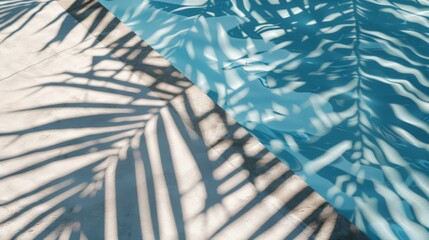 Minimal shot next to the pool with hard shadows, summer vibes, palm tree shadows, artistic shot, realistic shot, high details, sharp details, generated with AI