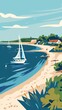 Travel poster,Arcachon, France. landscape vector illustration with flat style for poster, card, background, postcard, generated with AI