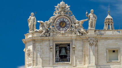 Wall Mural - One of the giant clocks on the St. Peter's facade timelapse.