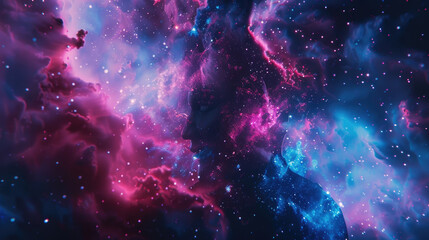 Wall Mural - a vibrant space filled with stars and billowing clouds, creating an otherworldly atmosphere