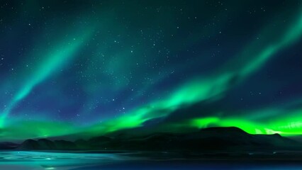 an artistic interpretation of the aurora borealis, featuring smooth waves of green light against a t