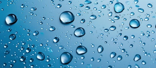 abstract water drops on blue background
