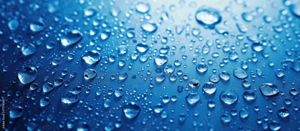 abstract water drops on blue background Stock Photo | Adobe Stock