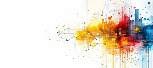 Abstract colorful geometry technology background. Generative AI technology.	

