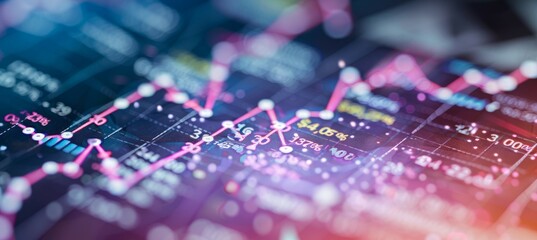Poster - Line chart data and stock market finance economy statistic visualization. Generative AI technology.	

