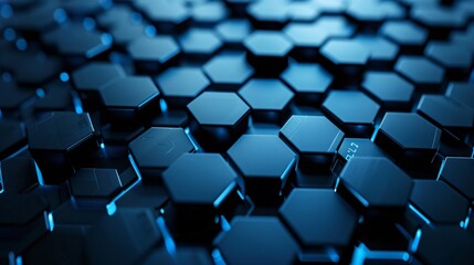 Futuristic Blue Hexagonal Surface