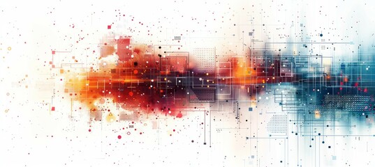 Three dimensional cube data flow technology background. Generative AI technology.