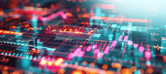 Poster - Candlestick data finance business economy market visualization. Generative AI technology.	
