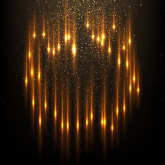 Wall Mural - gold flash rays and sparks with glow light effect vector illustration. realistic 3d shiny golden fie
