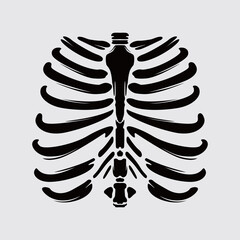 Skeleton rib thorax illustration vector wall art print, t shirt design, poster element, tattoo, sticker editable