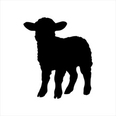 Cute baby lamb silhouette icon logo vector illustration isolated on white background