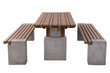 Garden table set with benches made of wood and concrete