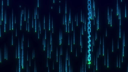 Wall Mural - the matrix style binary code. the camera moves through the falling numbers. seamless loop. digital b