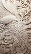A wooden relief sculpture of a phoenix rising from the ashes.
