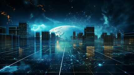 Data exchange, digital technology background, software development, cloud computing. Business Intelligence, global network, Data analysis, techician team computer programming.