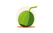 illustrazione di frutto di cocco verde con cannuccia infilata
