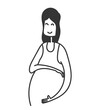 hand drawn doodle young pregnant woman illustration