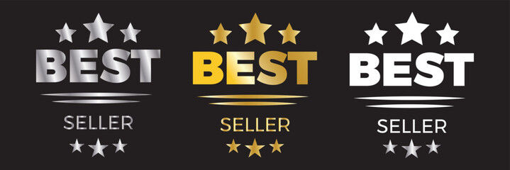 Wall Mural - Set of best seller emblem design. Elegant best seller award badge design. Set of best seller label. 11:11