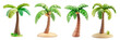 © gunzexx png and bg - PNG palm tree 3d icons and objects collection, in cartoon style minimal on transparent, white background, isolate