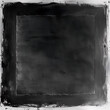 Black and white watercolor painting of a square frame, empty inside the rectangle, on a dark grey background, minimalistic with high contrast, on textured paper.