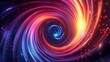 Abstract image of vibrant cosmic neon spiral with central vortex