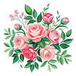 Floral branch set with pink roses and green leaves, perfect for wedding themes