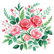 Floral branch set with pink roses and green leaves, perfect for wedding themes