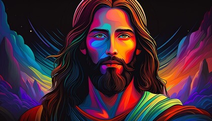 Wall Mural - Colorful illustration of  Jesus Christ 