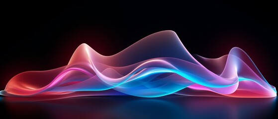 Wall Mural - Abstract 3D digital wave with glowing edges, representing the flow of information in technology,