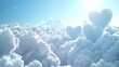 lots of 3d heart sunny white cloudy background