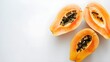 Papaya on a white background, half of ripe papaya fruit with seeds isolated on white ai generated 