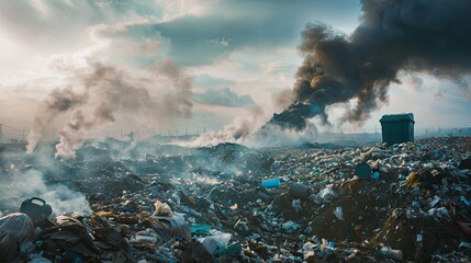 A municipal waste incinerator emitting smoke as it burns garbage, highlighting the environmental impact of waste disposal methods.