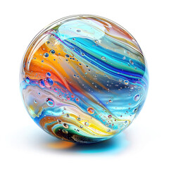 Aufkleber - 3d glass marble ball with coloredl pattern inside, shiny crystal sphere