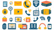 A set of 25 flat icons with a variety of communication and technology themes. The icons are all different colors and have a modern, clean design.
