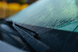 Car wipers with water condensation in the morning