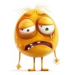 Quirky Exhausted Cartoon Character with Drooping Expression and Baggy Eyes Isolated on White Background