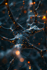 Aufkleber - An abstract representation of a neural network with branching paths and nodes, suggesting AI algorithms,