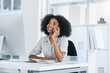 © peopleimages.com - Phone call, office and business with woman, smile and connection with conversation, planning and communication. Person, employee and insurance agent with cellphone, consulting and contact with app